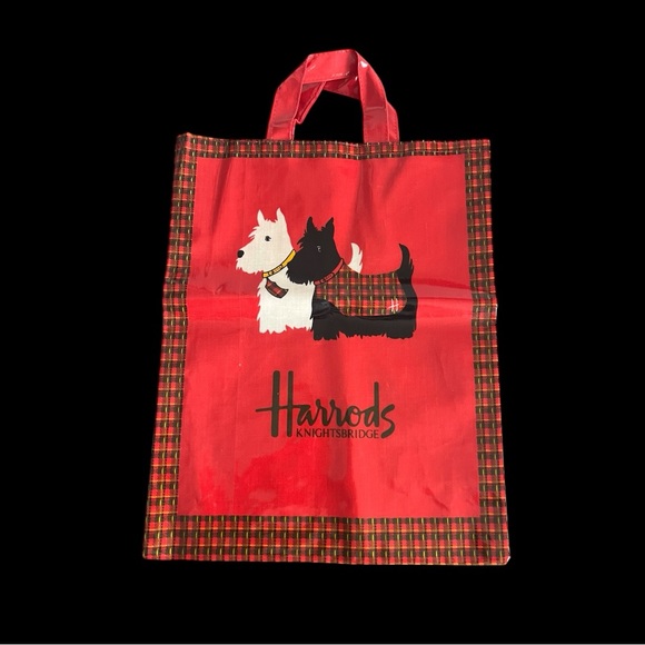 Vintage RARE Harrods Knightsbridge Scottie Dog Tartan PVC Tote Bag – UK Made - Picture 2 of 4